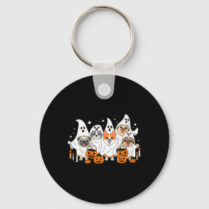Llavero Camiseta cuello en V Halloween Fantasma Perro Muje