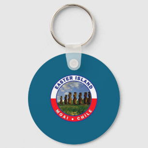 Llavero camiseta de acuarela de isla de pascua chile 