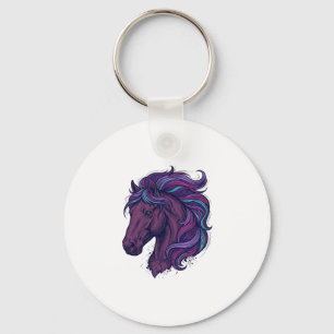 Llavero Camiseta de arte de cabeza de caballo colorida gra