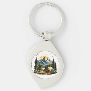 Llavero Camiseta de aventura de camping en la montaña al a