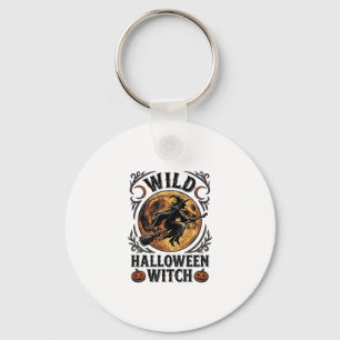 Llavero Camiseta de Bruja de Halloween Escoba Vintage Gráf