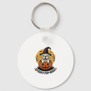 Llavero Camiseta de Bulldog de Halloween con calabaza vint