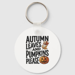 Llavero Camiseta de calabaza de otoño con hojas y ambiente
