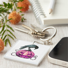 Llavero Camiseta de calabaza y cuervo de Halloween gótico