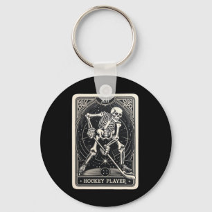 Llavero Camiseta de carta de tarot de esqueleto de hockey