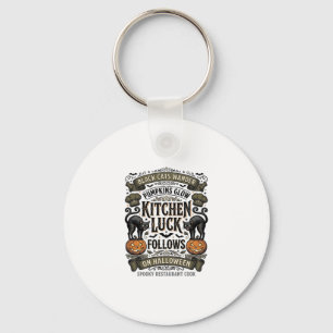 Llavero Camiseta de cocinero de Halloween Gato negro vinta