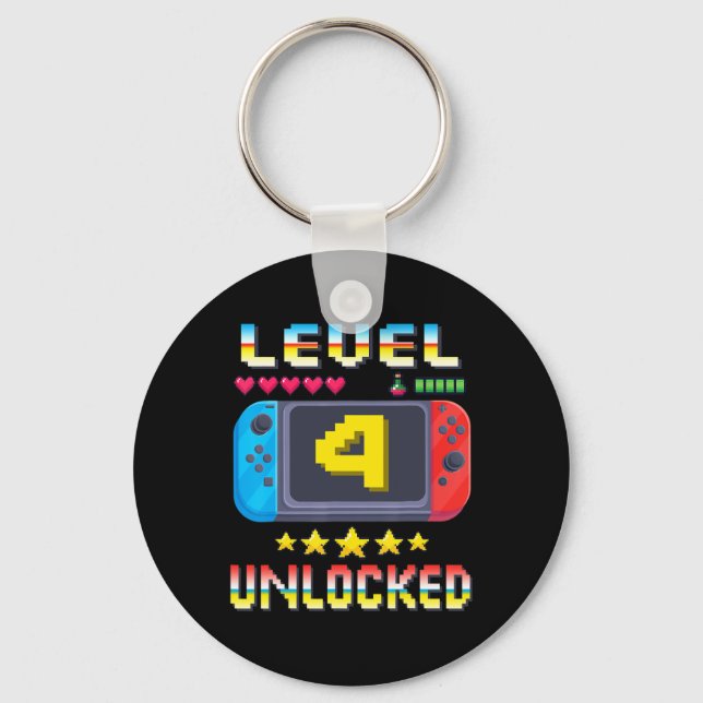 Llavero Camiseta de cumpleaños 4 desbloqueado nivel 4 vide (Anverso)