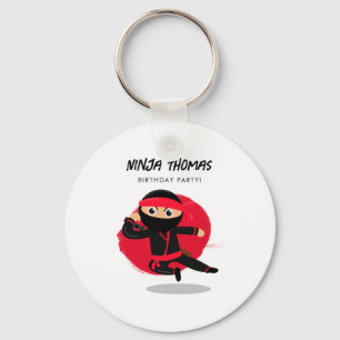 Llavero Camiseta de cumpleaños de niños ninja linda negra 