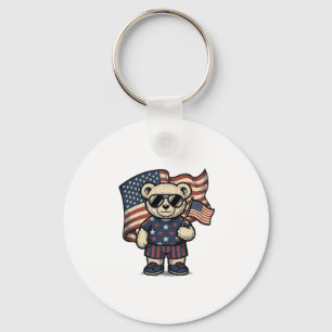 Llavero Camiseta de diseño de osito de peluche patriótico