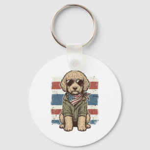 Llavero Camiseta de diseño de perro garabato patriótico vi