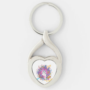 Llavero Camiseta de diseño pop art con corazón de dedos de