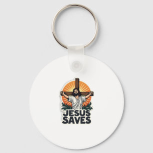 Llavero Camiseta de fe con grabado vintage Jesús salva (1)