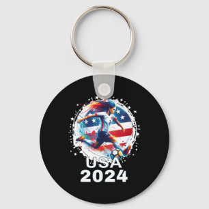 Llavero Camiseta de fútbol con bandera americana para muje