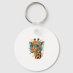 Llavero Camiseta de gafas de sol de jirafa genial grabada 