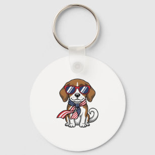 Llavero Camiseta de gafas de sol de perro Beagle patriótic