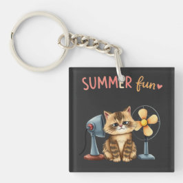 Llavero Camiseta de gato divertida de verano Tabby sarcást