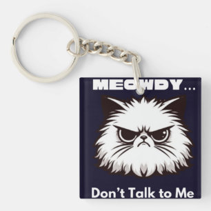 Llavero Camiseta de gato enojado divertida - Meowdy No me