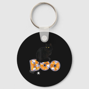 Llavero Camiseta de gato negro de Halloween para mujeres G