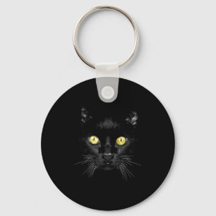 Llavero Camiseta de gato negro ojos amarillos espeluznante