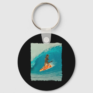 Llavero Camiseta de gato surfista gatito montando una ola