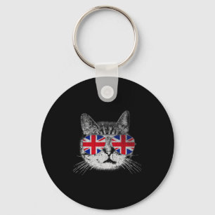 Llavero Camiseta de gato Union Jack bandera país retro Ing