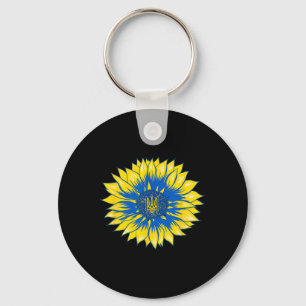 Llavero Camiseta de girasol de Ucrania Retro floral bander