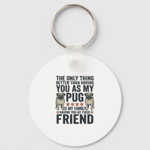 Llavero Camiseta de grabado vintage amigo familia Pug dive