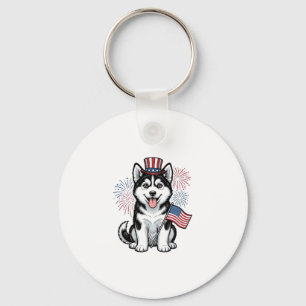 Llavero Camiseta de grabado vintage de cachorro husky patr