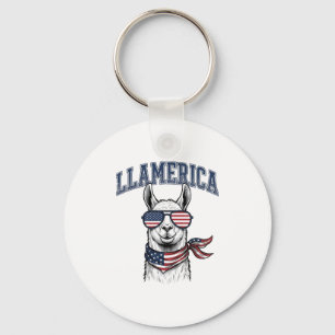 Llavero Camiseta de grabado vintage de llama patriótica de