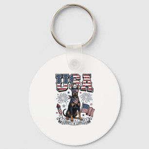 Llavero Camiseta de grabado vintage Doberman patriótico US