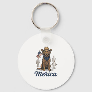 Llavero Camiseta de la bandera americana del perro vaquero