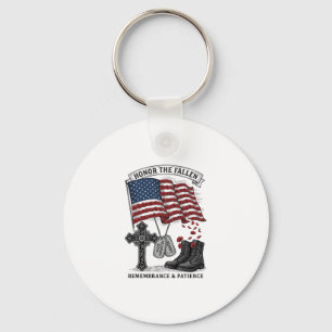 Llavero Camiseta de la bandera del amapola de la cruz memo
