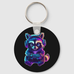Llavero Camiseta de mapache jugador divertida animal de vi