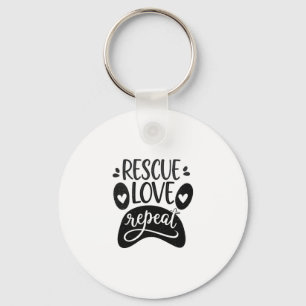 Llavero Camiseta de Pata de Perro Rescue Love Repeat