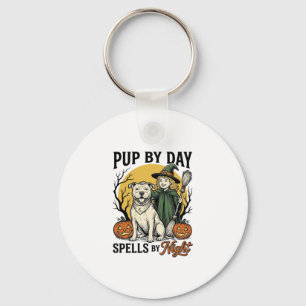 Llavero Camiseta de Perro Bruja de Halloween Grabado Vinta