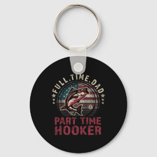 Llavero Camiseta de pesca Papá a tiempo completo a tiempo