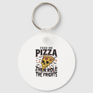 Llavero Camiseta de terror de pizza grabado vintage noche