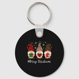 Llavero Camiseta de tres gnomos para mujeres Feliz Navidad