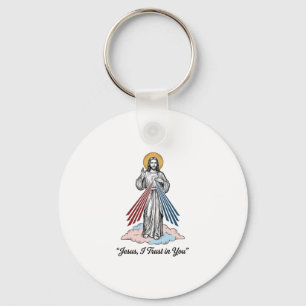 Llavero Camiseta Diseño de Grabado Vintage Confío en Ti Je