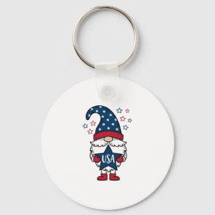 Llavero Camiseta Diseño Vectorial Patriótico Gnomo USA Est