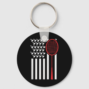 Llavero Camiseta divertida de bádminton con bandera americ