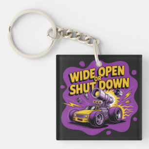 Llavero Camiseta divertida de coche de carreras de arranco