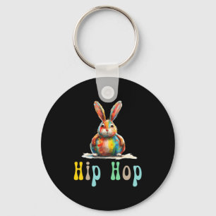Llavero Camiseta divertida de conejo de Pascua Hip Hop 