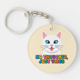 Llavero Camiseta Divertida de Gato Adorable - Sin Pensamie