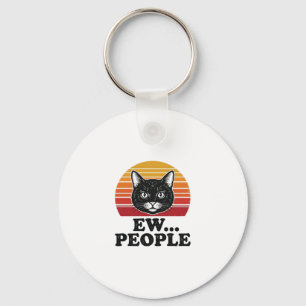 Llavero Camiseta divertida de gato negro Ew gente puesta d