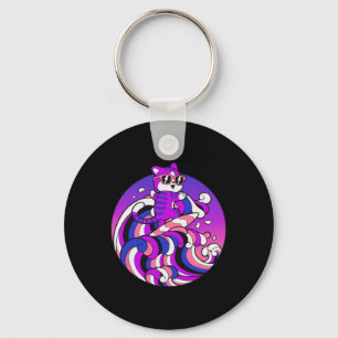 Llavero Camiseta divertida de gato surfeando Genderfluid P