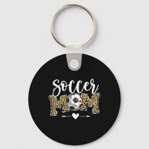 Llavero Camiseta Divertida de Mamá de Fútbol Leopardo Día
