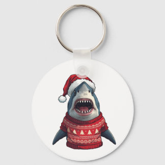 Llavero Camiseta divertida de Navidad de tiburón con suéte