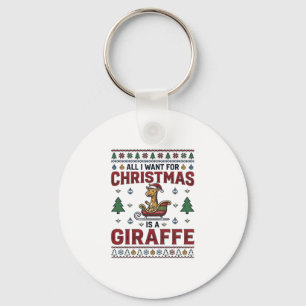 Llavero Camiseta divertida de Navidad Jirafa Trineo