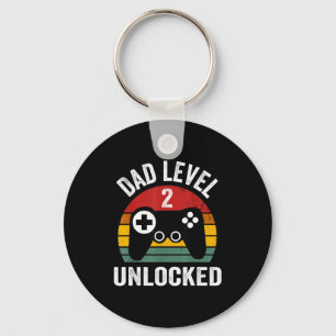 Llavero Camiseta Divertida de Nuevo Papá Nivel de Papá 2 D